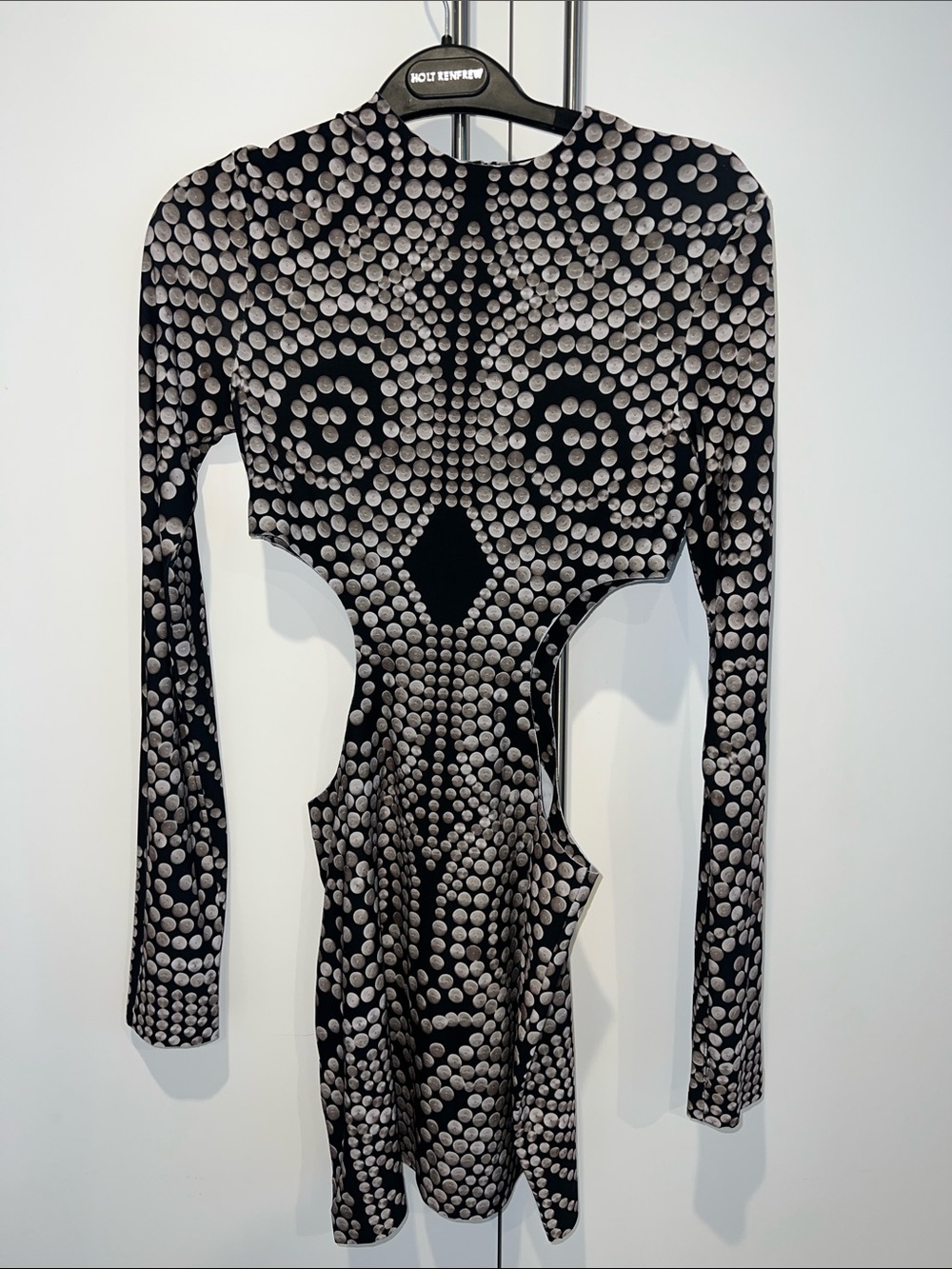 Norma Kamali Black & Grey Cutout Long Sleeve Bodycon Dress